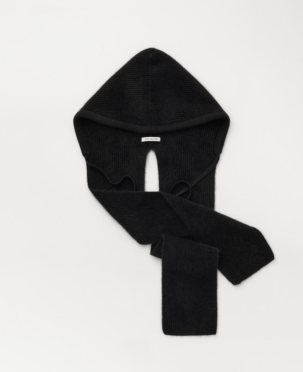 Knit Hooded Scarf_BLACK