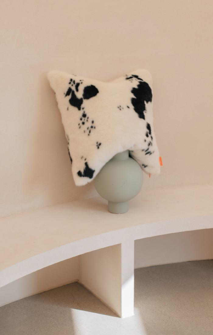 dalmatian eco fur cushion cover