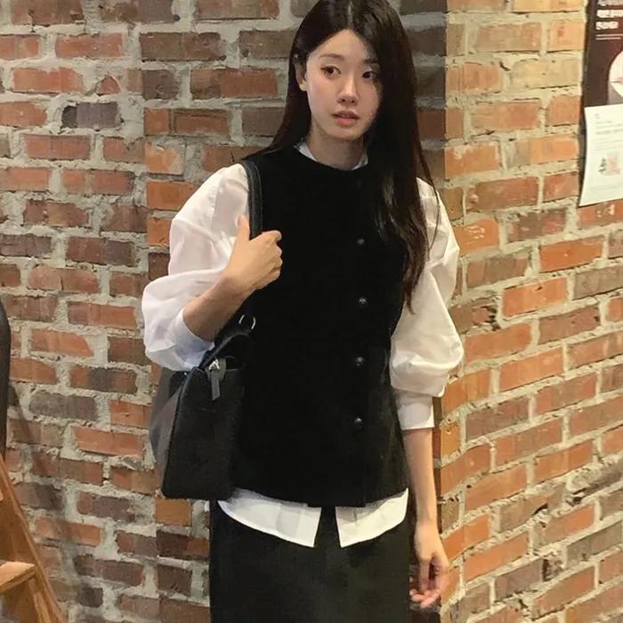 [7차 리오더] velour layer vest_bk