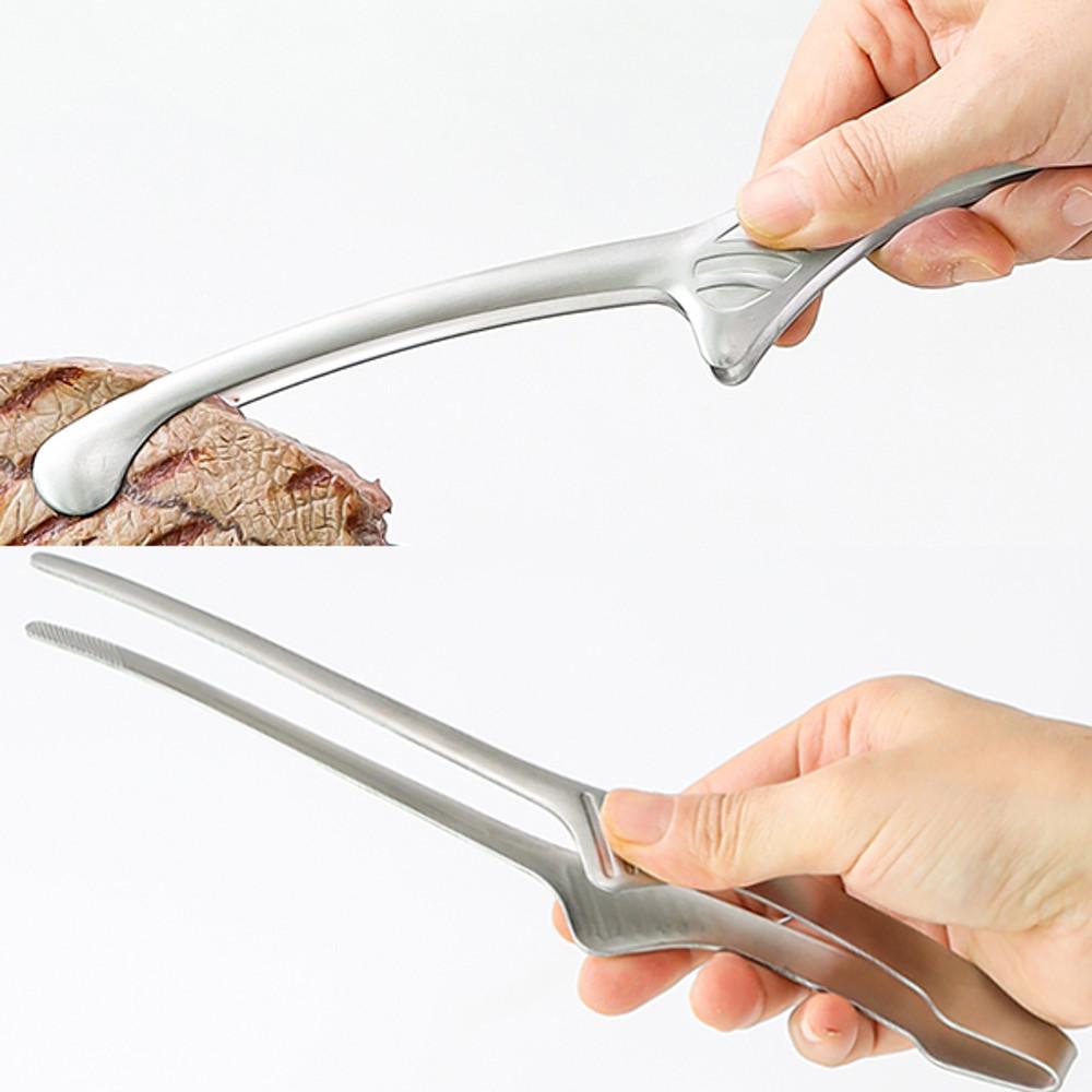 리빙스토리 1+1 스텐 고기집게 요리핀셋 2p세트 슬림+라운드