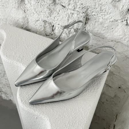 실버슬링백 스틸레토 슬링백구두 펌프스힐
