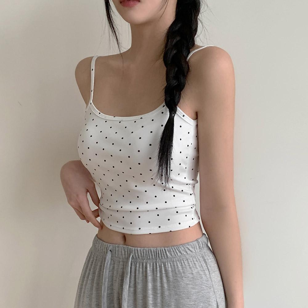 비마이뮤즈 [러블리무드] 에이더링 도트 땡땡이 캡내장 나시