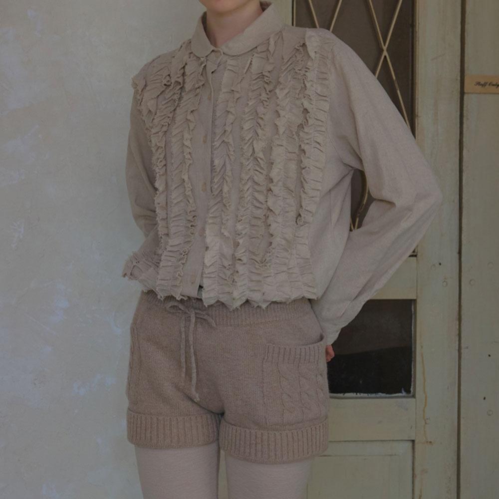 frill linen collar blouse
