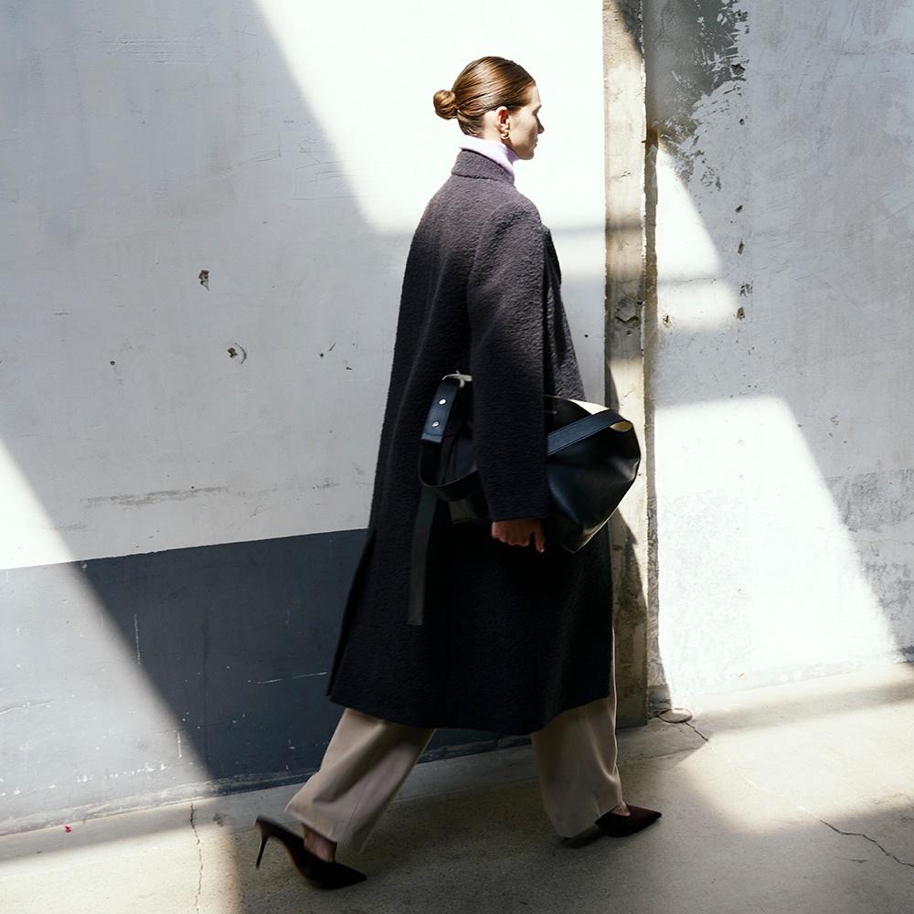 부클레 알파카 싱글 코트 (Charcoal)