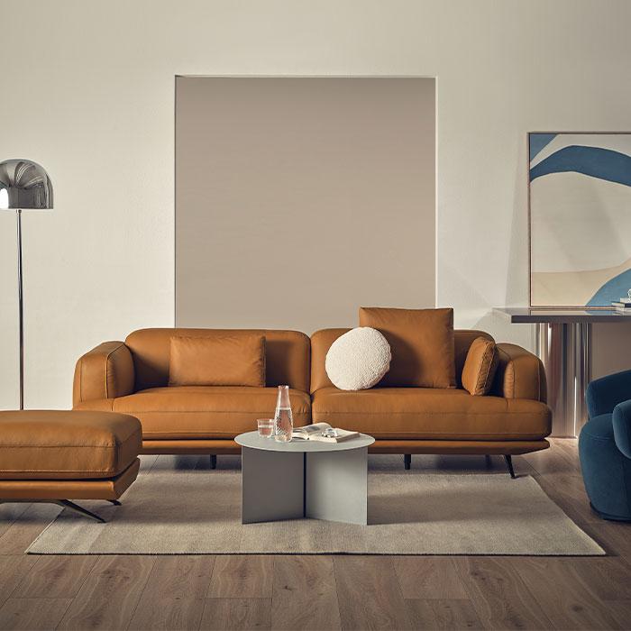 로에 3.5인 토그 소가죽 소파