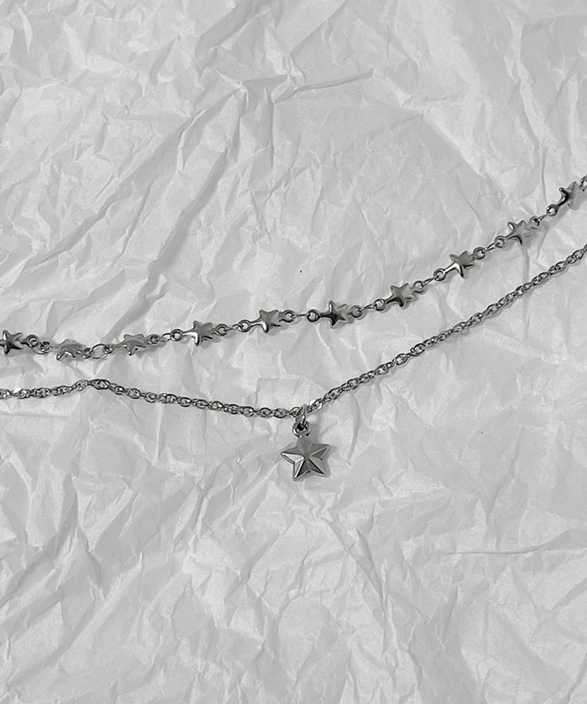 y2k 별 레이어드 체인 초커 목걸이