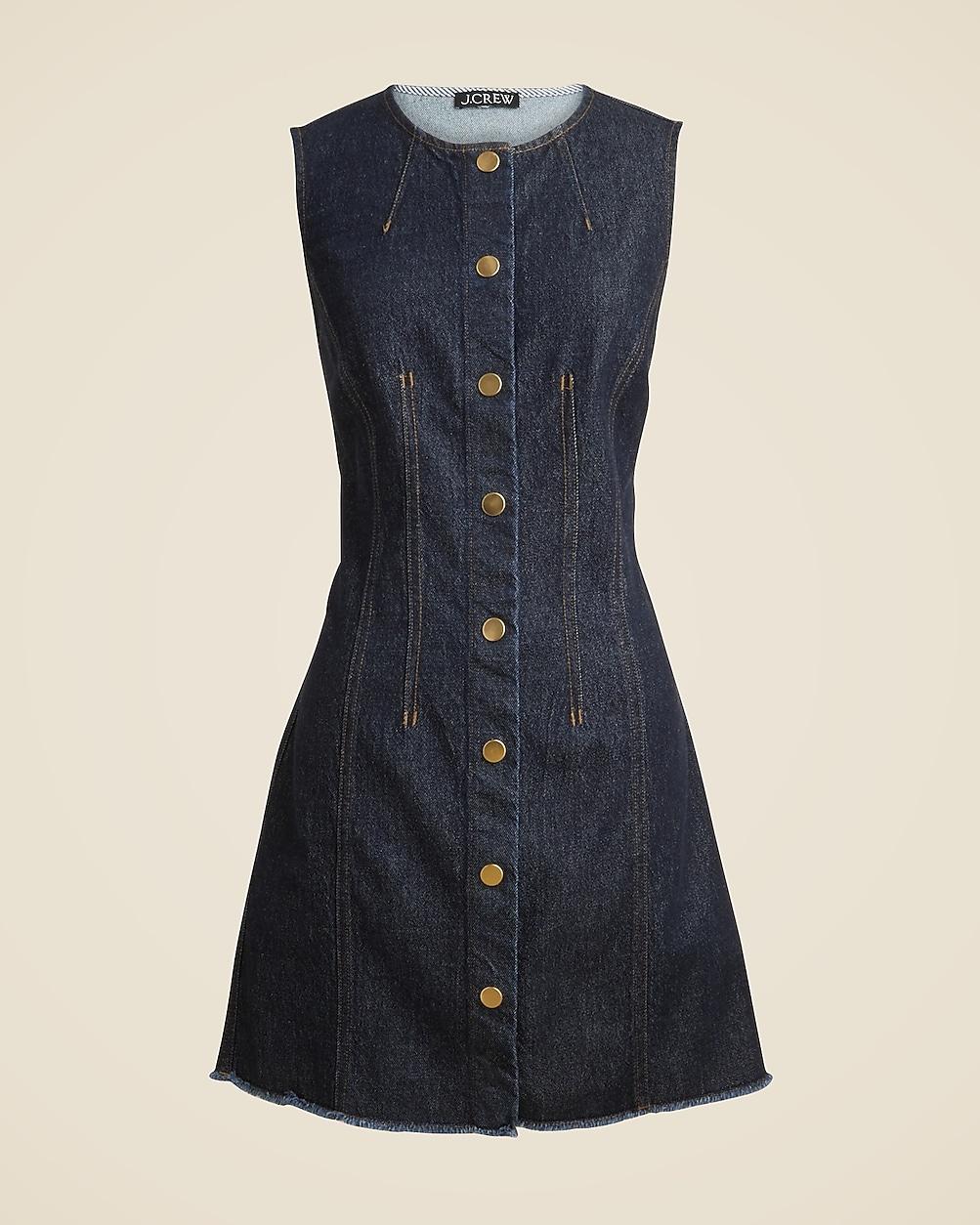 Seamed denim mini dress in Rinse wash
