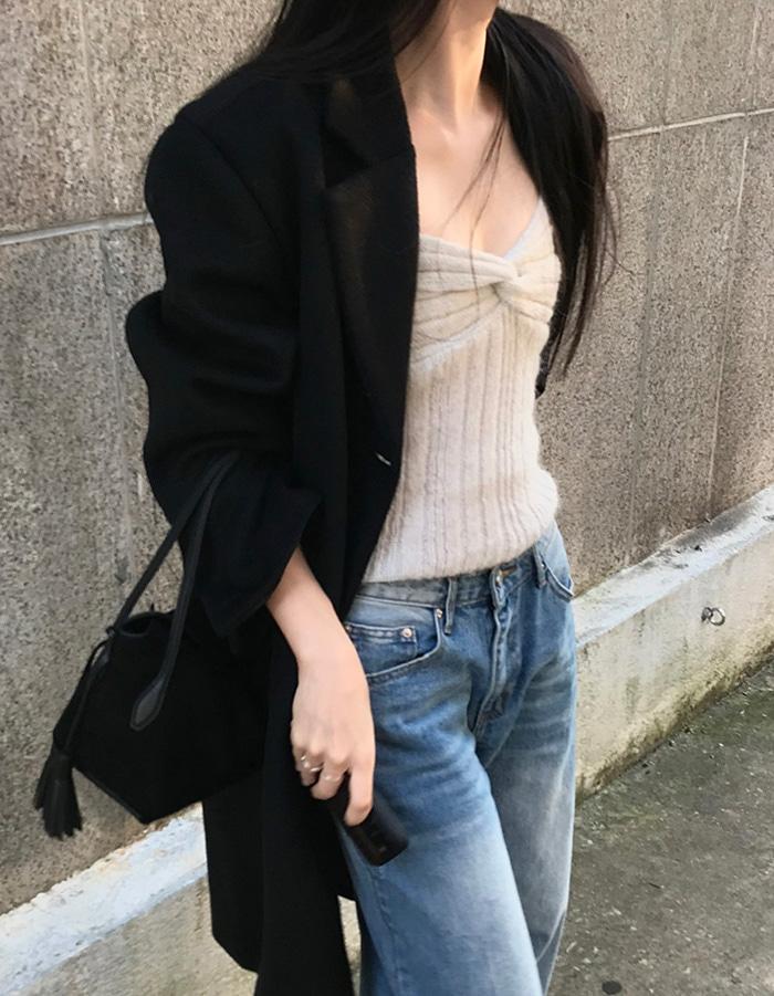 르에브 알파카 꼬임 뷔스티에 탑*1주~ 소요