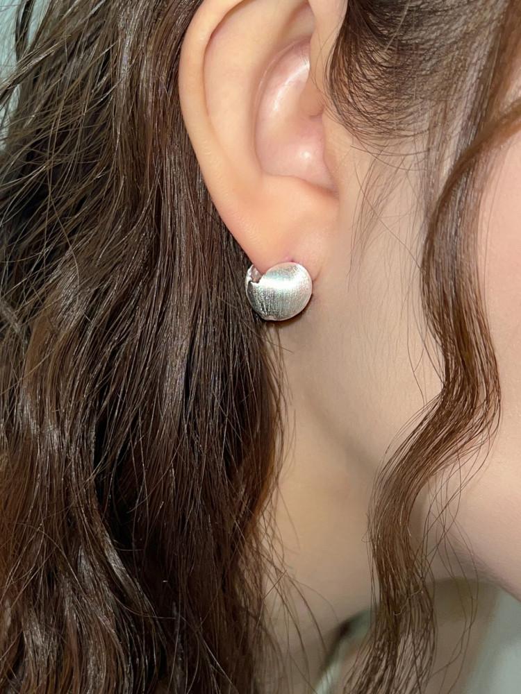 실버925 듄 매트 무광 볼 원터치 귀걸이 2colors