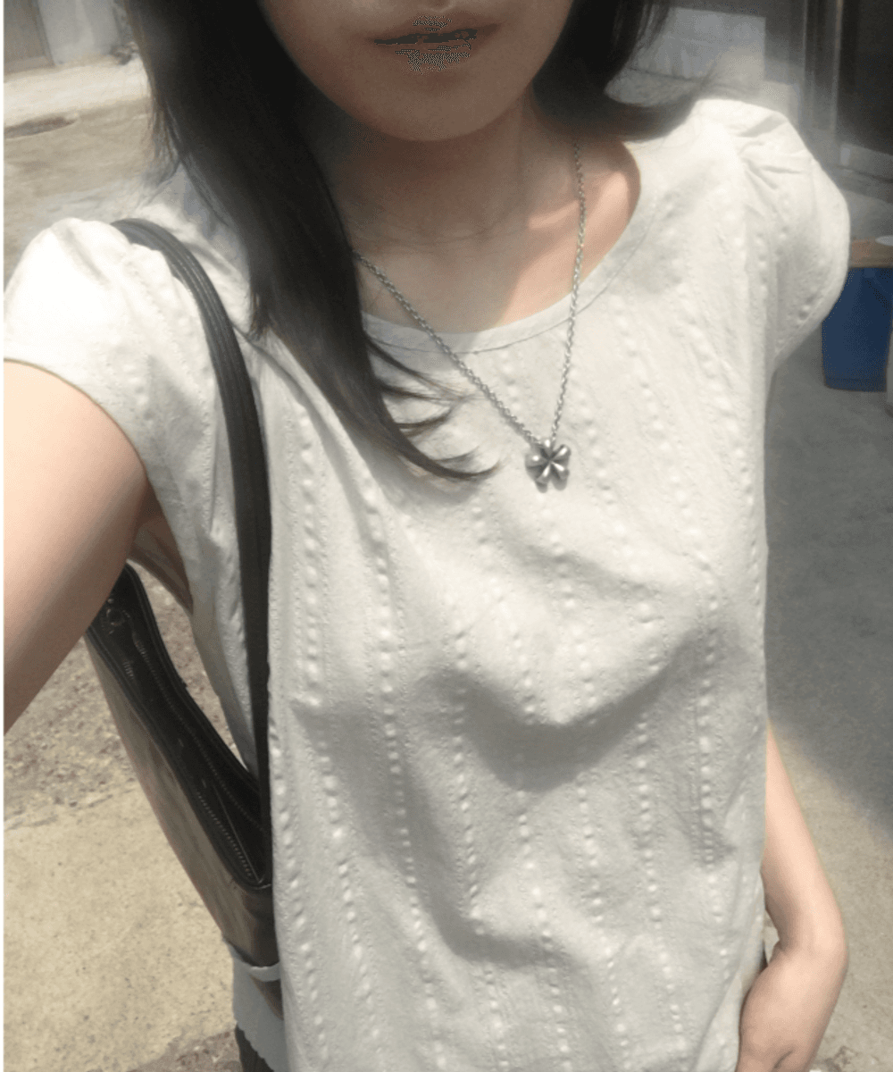 하나케 (3c) 히로 소매 퍼프 반팔 리본 블라우스