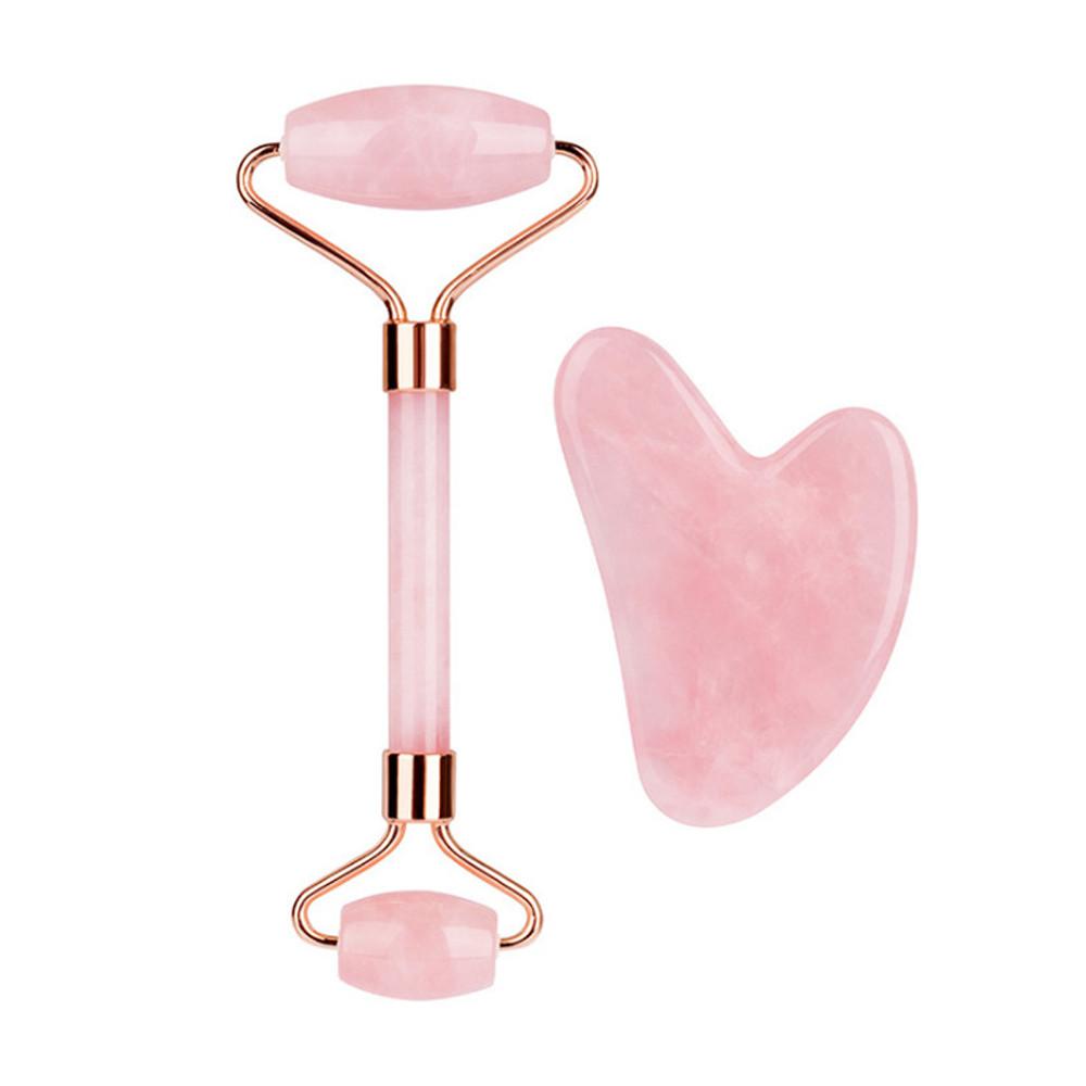 페이스롤러 세트 로즈쿼츠 괄사 마사지롤러 2종세트