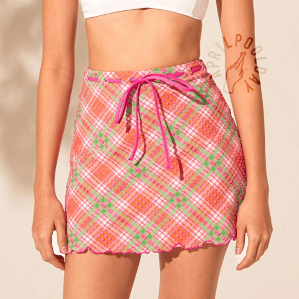 핑크 그린 포에버 미니스커트 수영복 커버업 스윔웨어 [에이프릴풀데이] BDSC 비에꼴