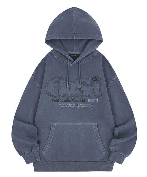 ODSD 피그먼트 데미지 오버핏 후드 - NAVY
