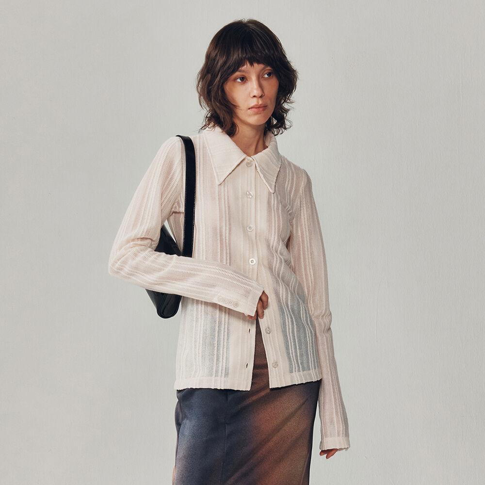 FITTED SHEER JERSEY SHIRT [IVORY]