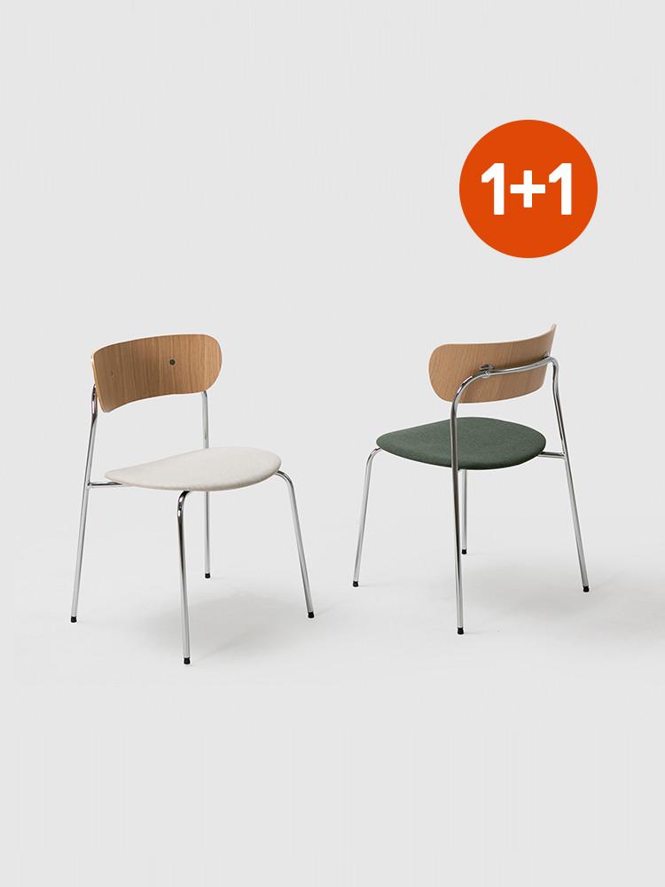 앨빈 식탁 의자 카페 원목 디자인 인테리어 실버스틸 체어 1+1