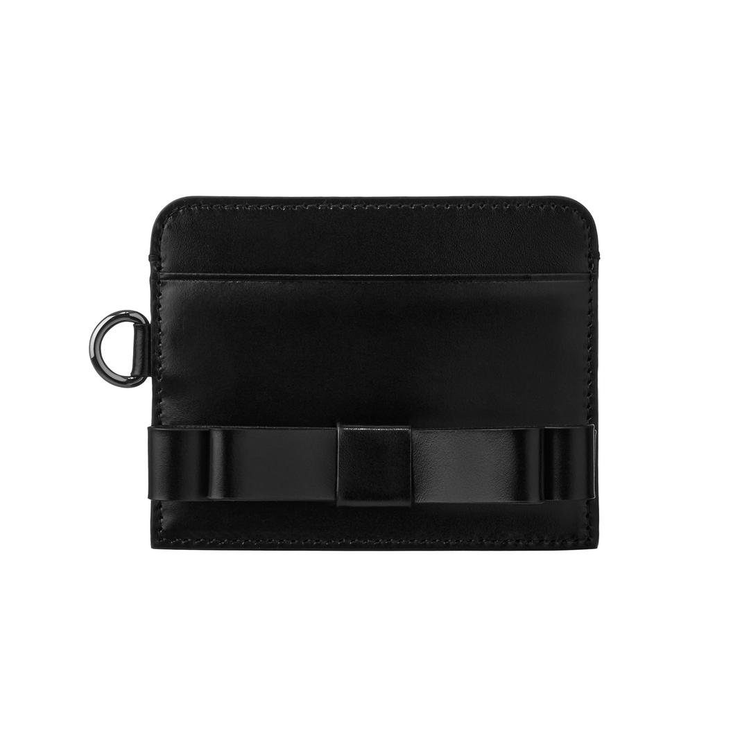 DOUBLE RIBBON CARD WALLET - BLACK (3/3 오픈)