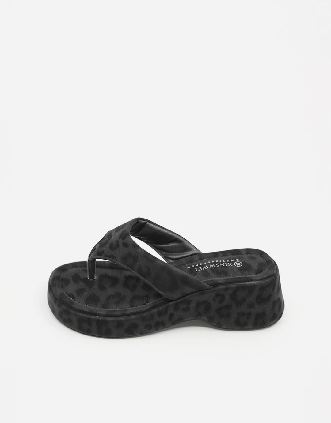 BLACK LEOPARD FLIP-FLOPS SLIPPER