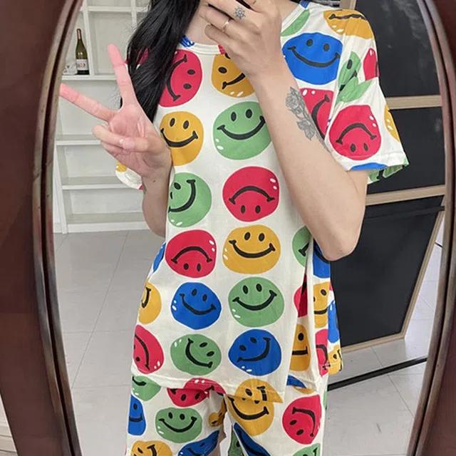 꿀잠스마일반팔반바지set