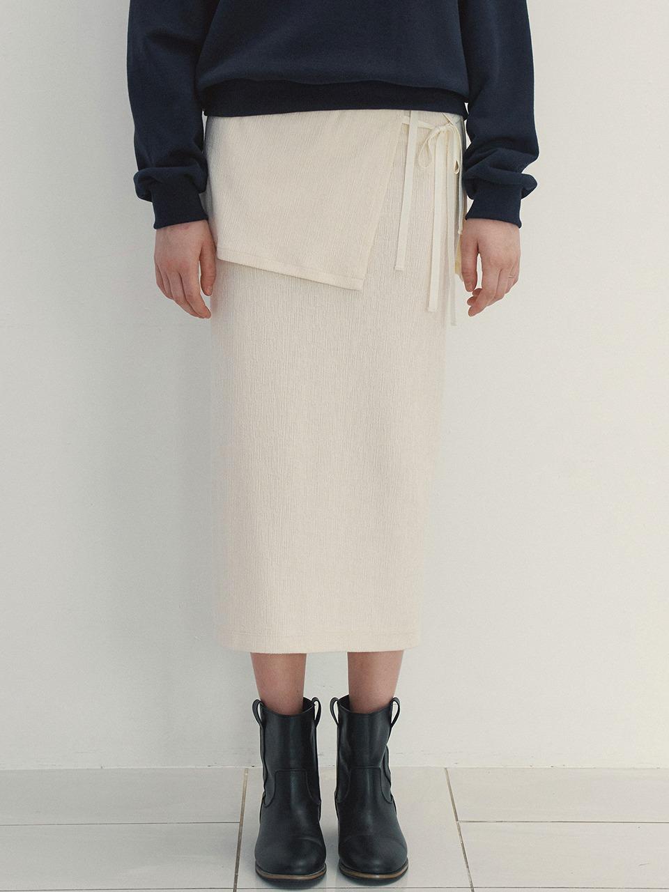 Double String Layered Long Skirt (Cream)