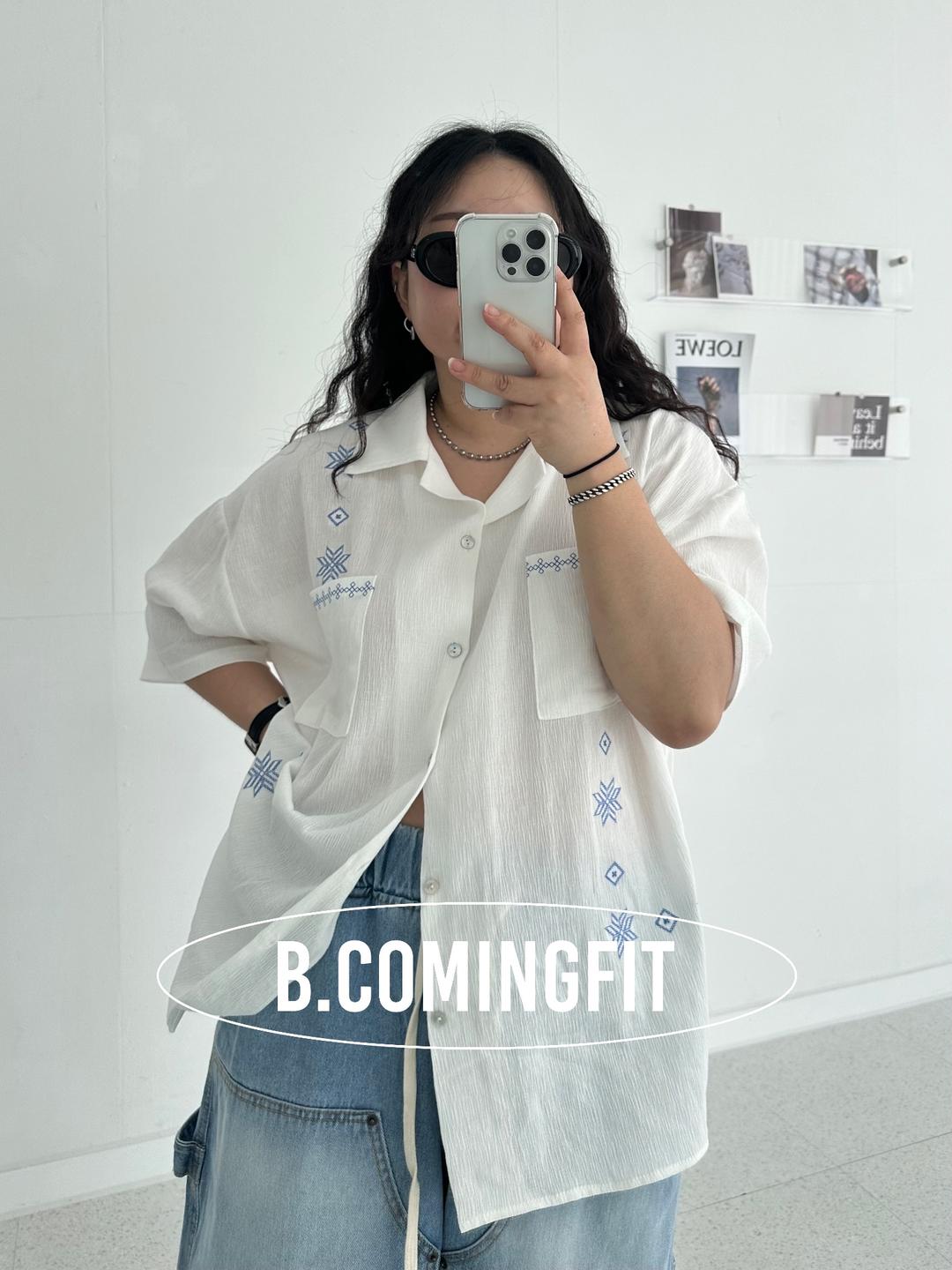 #0217 자수 오버핏 반팔셔츠