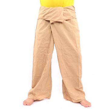 Jing Shop 남자 태국 어부 바지 한쪽 주머니 X-Long 카키색으로 면밀한 색상