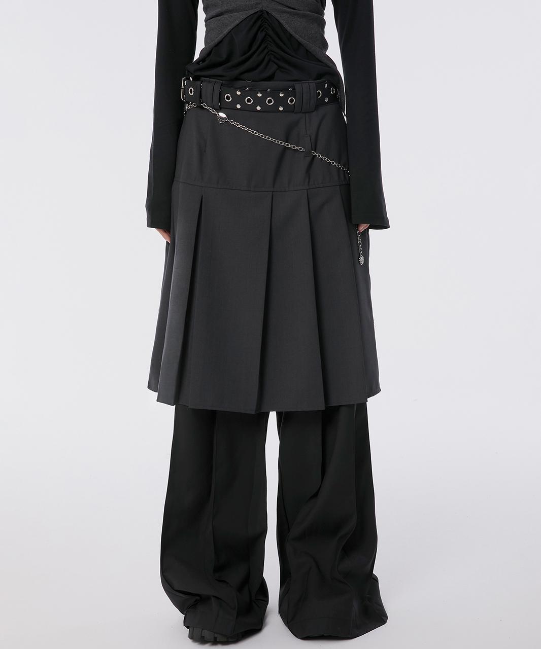 Pleats Midi Skirt (FL-243_Charcoal)