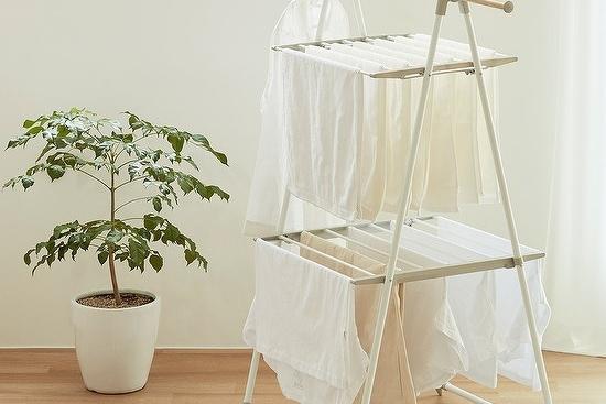 [오늘의딜] 우드패턴 빨래 건조대 원룸형