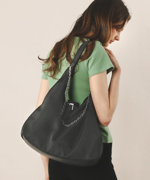 Luna Chain Shirring Shoulder Bag_Black