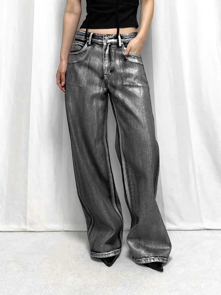 (PREMIUM) 메탈 글리터 데님 팬츠 (2color)
