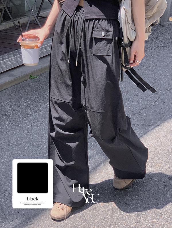 유리에 여름팬츠/모델소장✨ [here you] 에어리 스냅 카고 pants - 3color (나일론팬츠/여름긴바지/페스티벌/힙/파라슈트/핀턱)