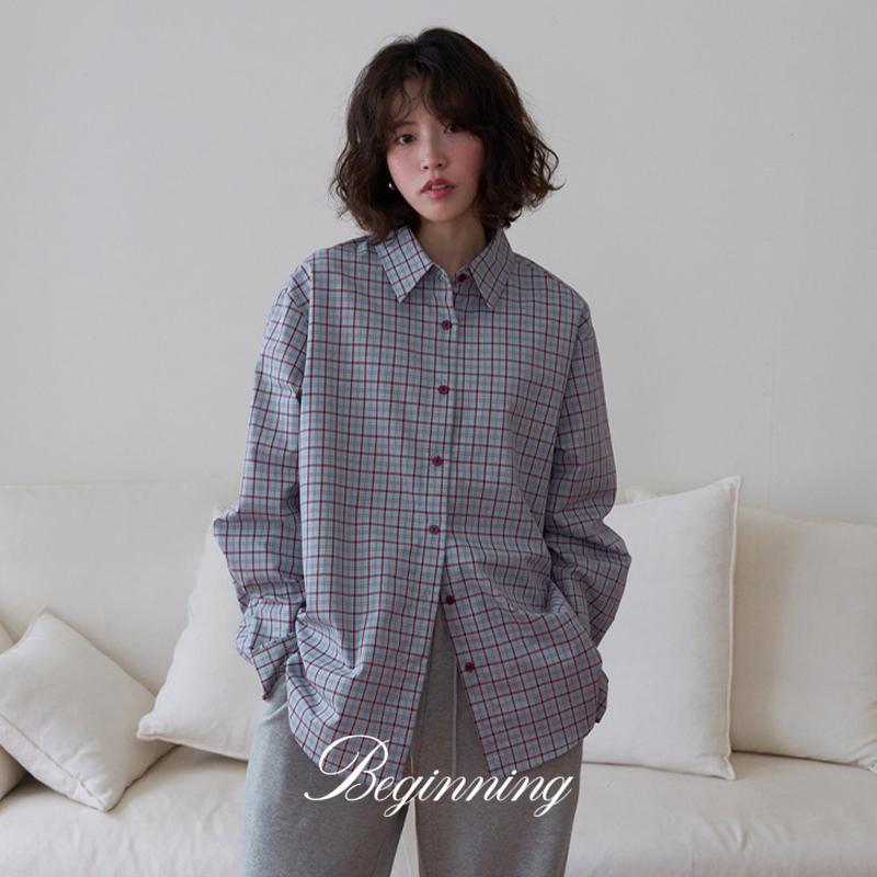 프롬비기닝 [오늘배송][MADE]브라우니 투웨이 체크 셔츠 (가을체크셔츠 체크셔츠 오버핏셔츠 빈티지셔츠 체크남방 긴팔셔츠 가을셔츠 출근룩 간절기 가을)