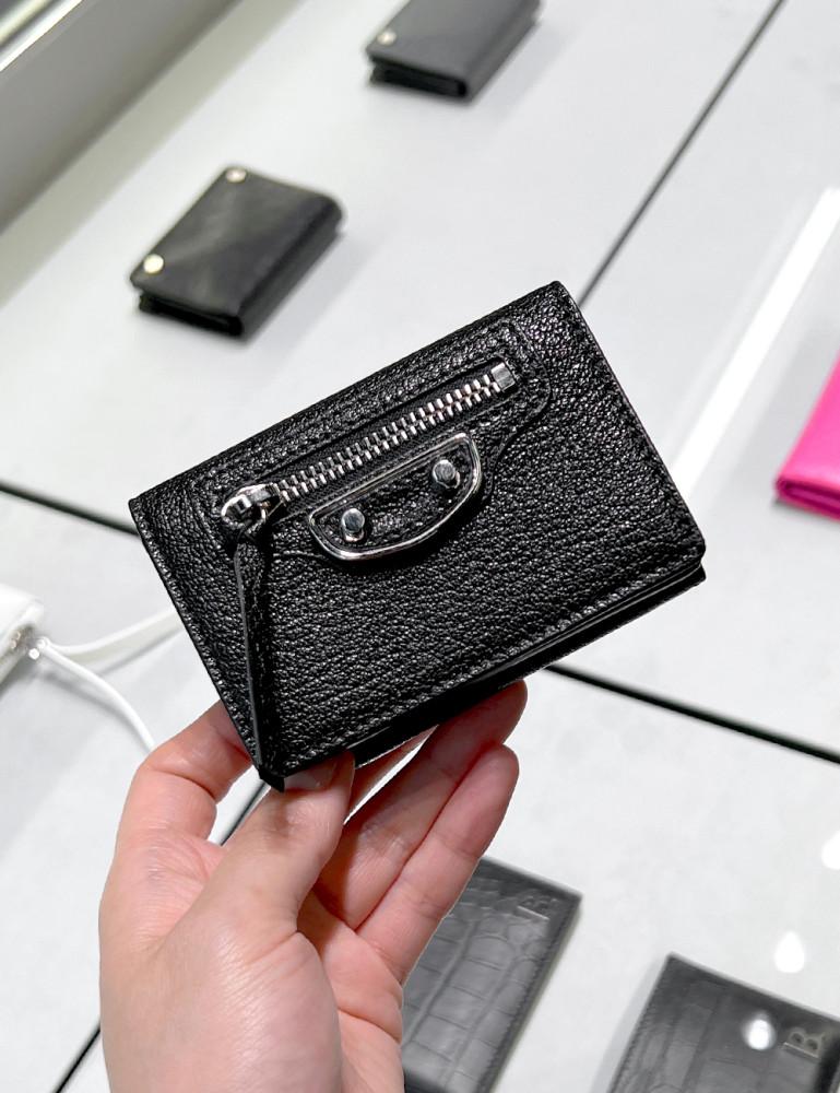 발렌시아가 메탈릭 실버 엣지 클래식 미니 지갑 / BALENCIAGA METALIC SILVER EDGE CLASSIC MINI WALLET  BLACK [470059 AQ40N]
