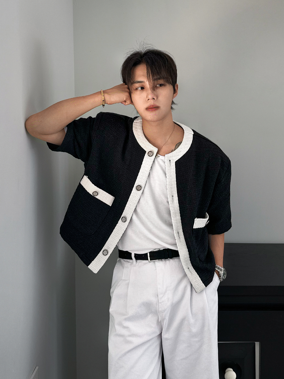 [#MADE #100장 돌파] 센즈 트위드 크롭 반팔 자켓