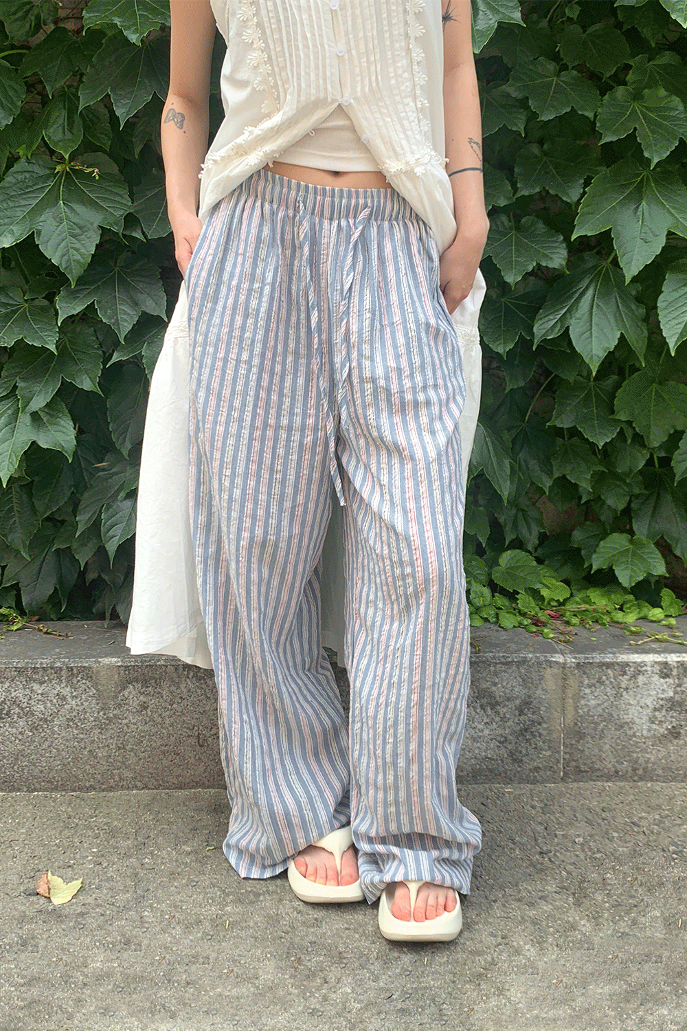 아쿠비클럽 moss summer stripe pants (3colors)