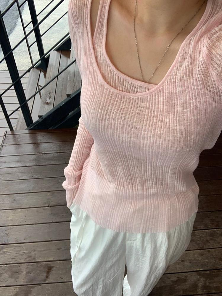 썸머긴팔레이어드니트