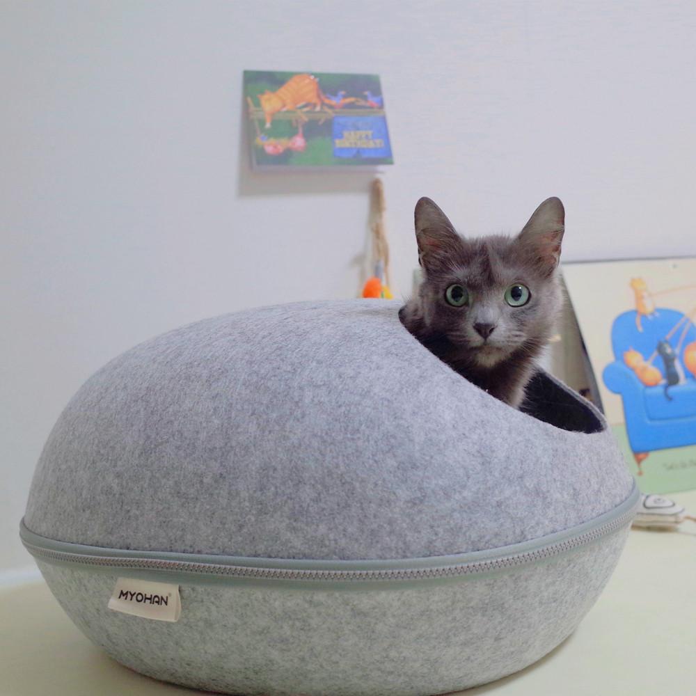 묘한 고양이 사계절 동굴형 숨숨집 하우스 집 강아지 침대 대형