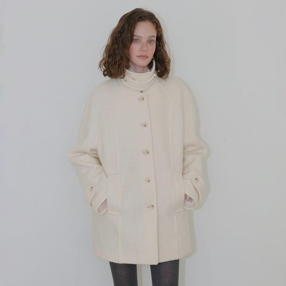 Boucle Stitch Half Coat, Ivory