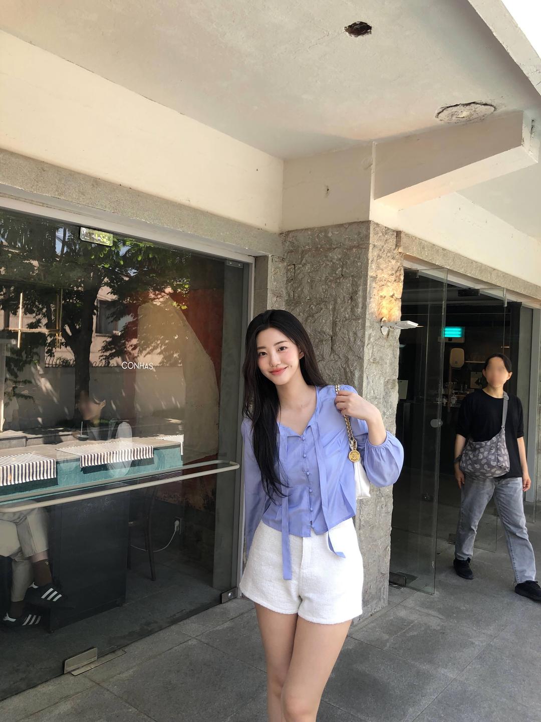 may bean blouse - satin blue (최대 2주소요)