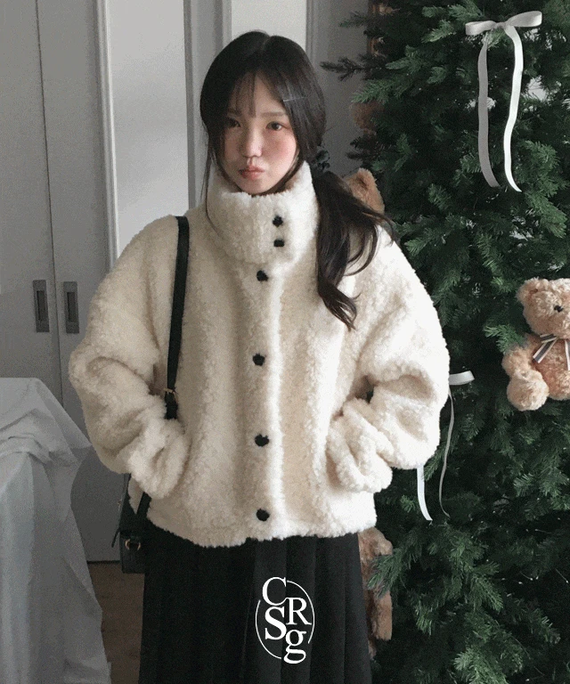 [따뜻양털/하이넥] 포포 덤블 하프코트 무스탕 자켓