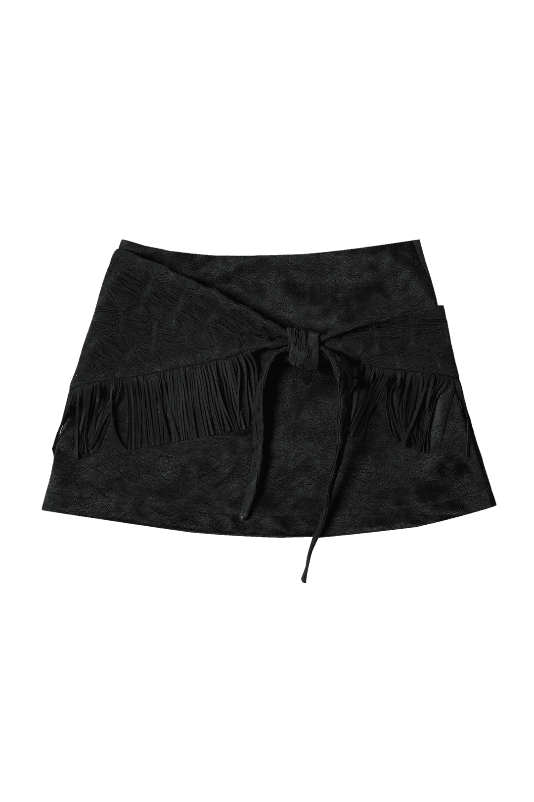[PRE-ORDER 15% OFF~11.19] FRINGE WRAP LEATHER SKIRT #BLACK (11.28 출고) | 달링유어배드