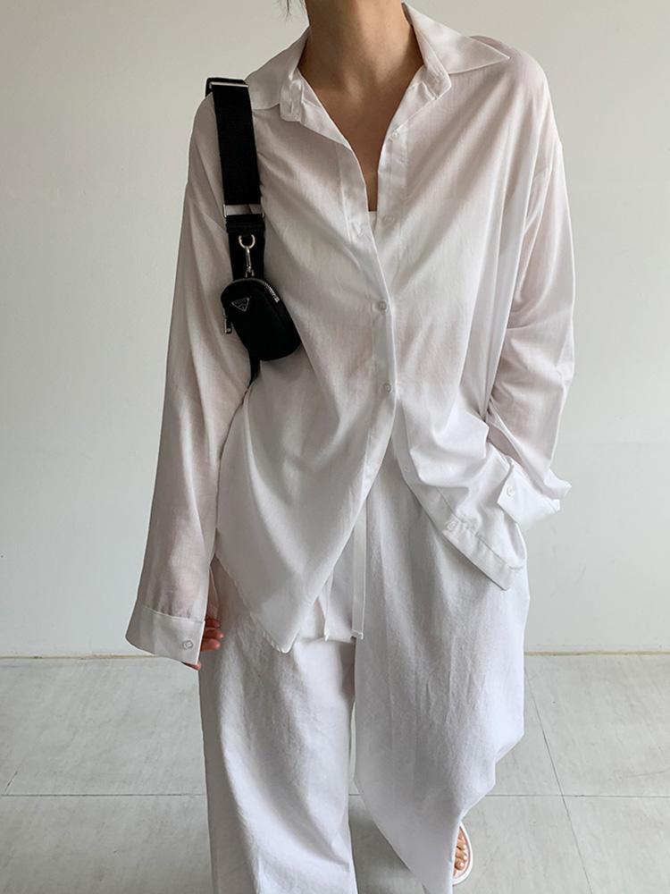 여름 간절기 꾸안꾸 데일리 오버핏 롱 셔츠