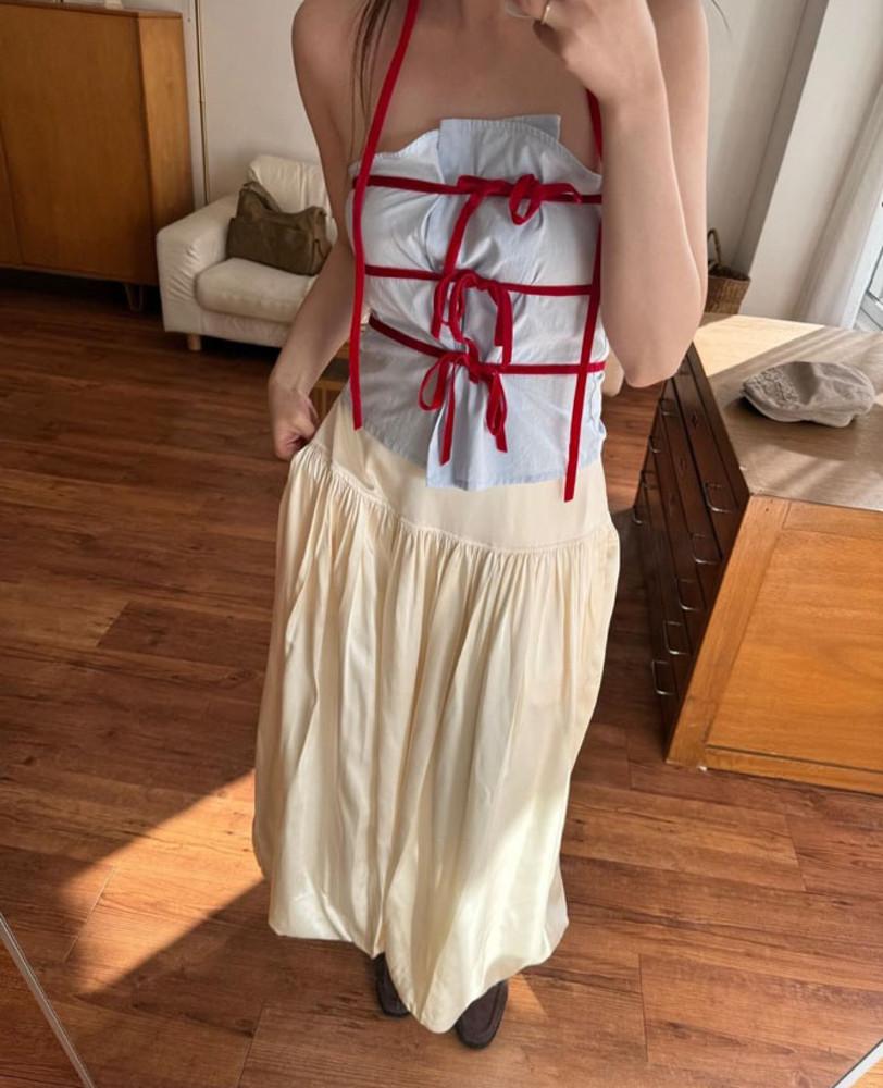 [루트] eggis 에그이즈 24ss 배색 탑 스카프 세트 (2color)