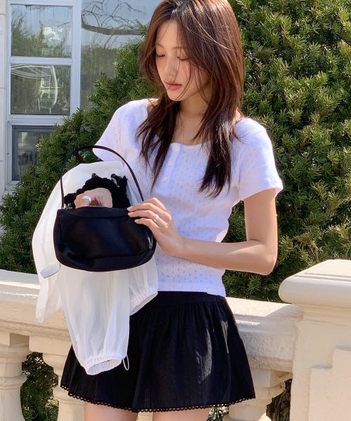 레터즈 버튼 티셔츠 ( 화이트 )