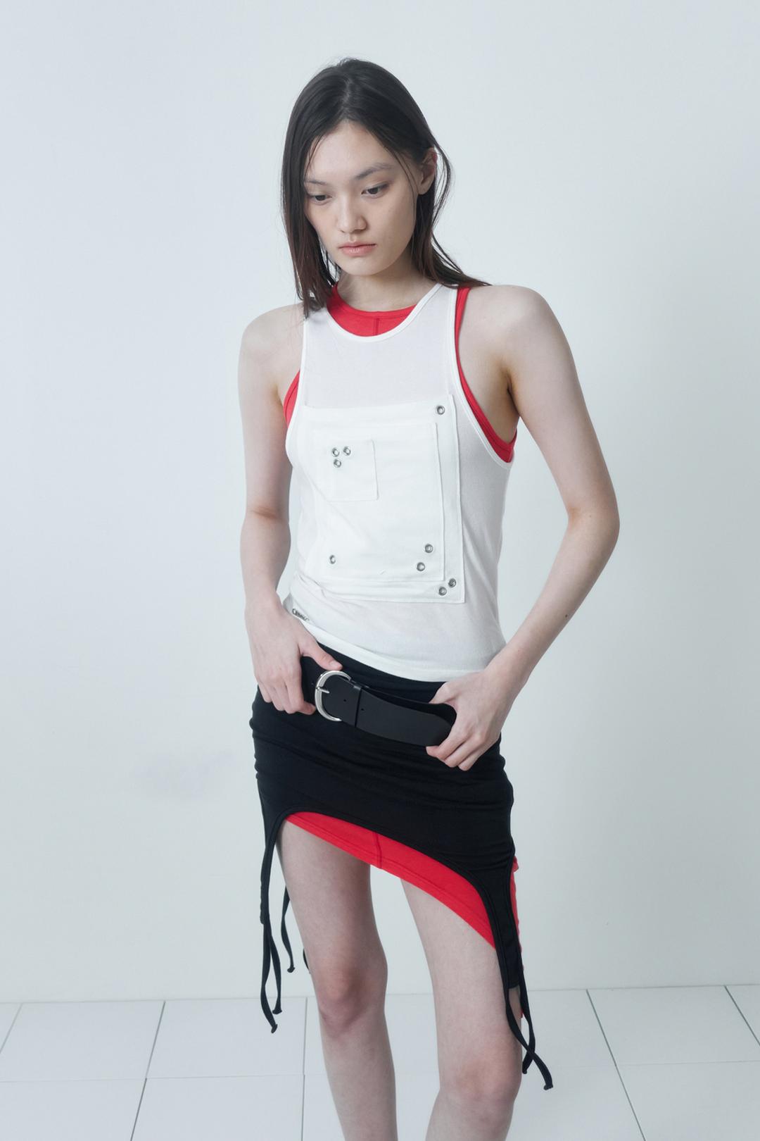 MULTI POCKET SLEEVELESS / WHITE
