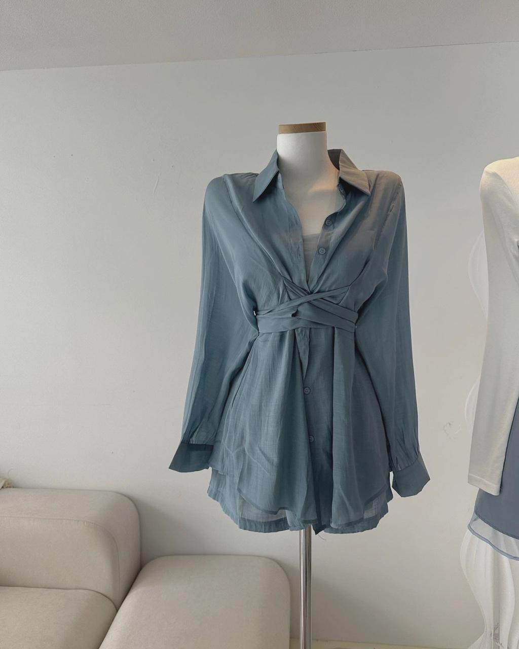 실크꼬임 셔츠원피스 숏팬츠set