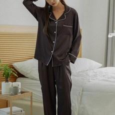 안파 여성용 무지 고급 긴팔 파자마 세트 ANPA03