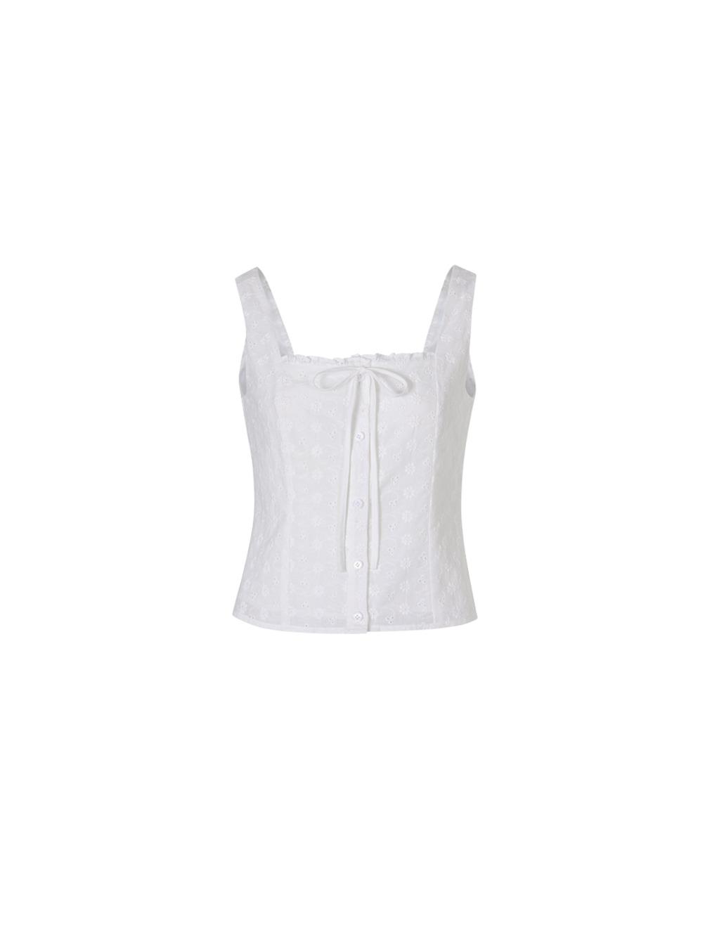 Lace frill sleeveless (Ivory)