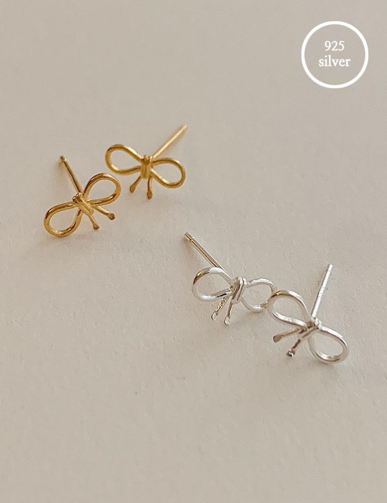 [실버925] 미니 리본 매듭 라인 포스트 귀걸이
