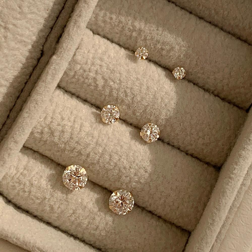 14k 큐빅 귀걸이 원형 기본