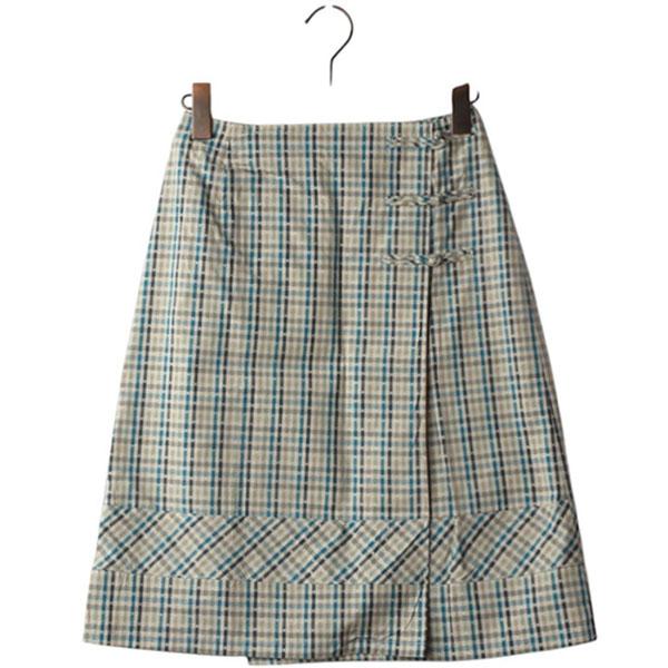 EASTBOY빈티지코튼체크랩스커트 / Women M